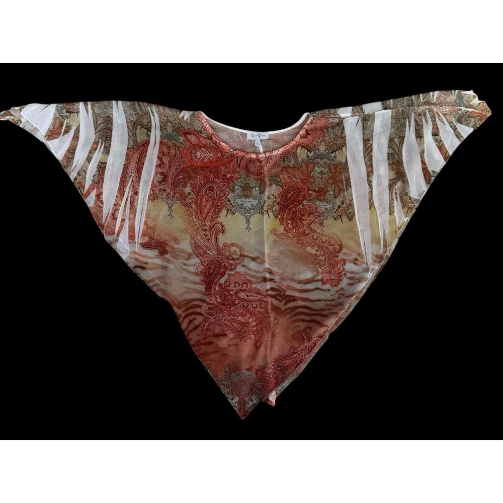 Cover Charge Layered Paisley Tank With Angel Wing Sheer Blouse Women’s L Boho - Picture 4 of 6